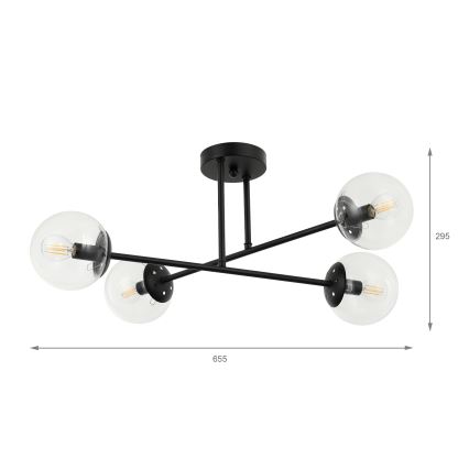 Brilagi - Plafonnier MALIVA 4xE14/15W/230V noir/transparent