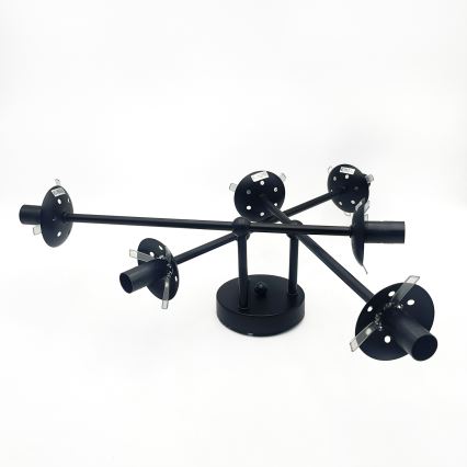 Brilagi - Plafonnier MALIVA 6xE14/15W/230V noir/verre fumé