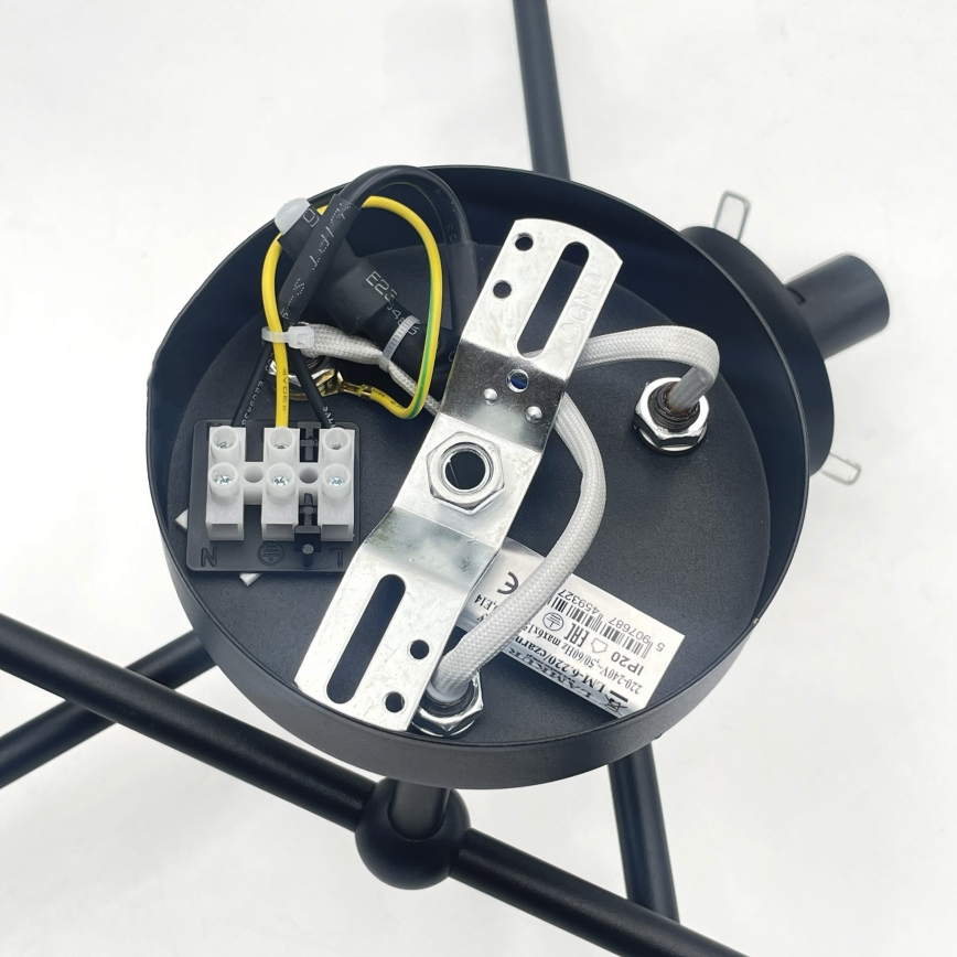Brilagi - Plafonnier MALIVA 6xE14/15W/230V noir/verre fumé