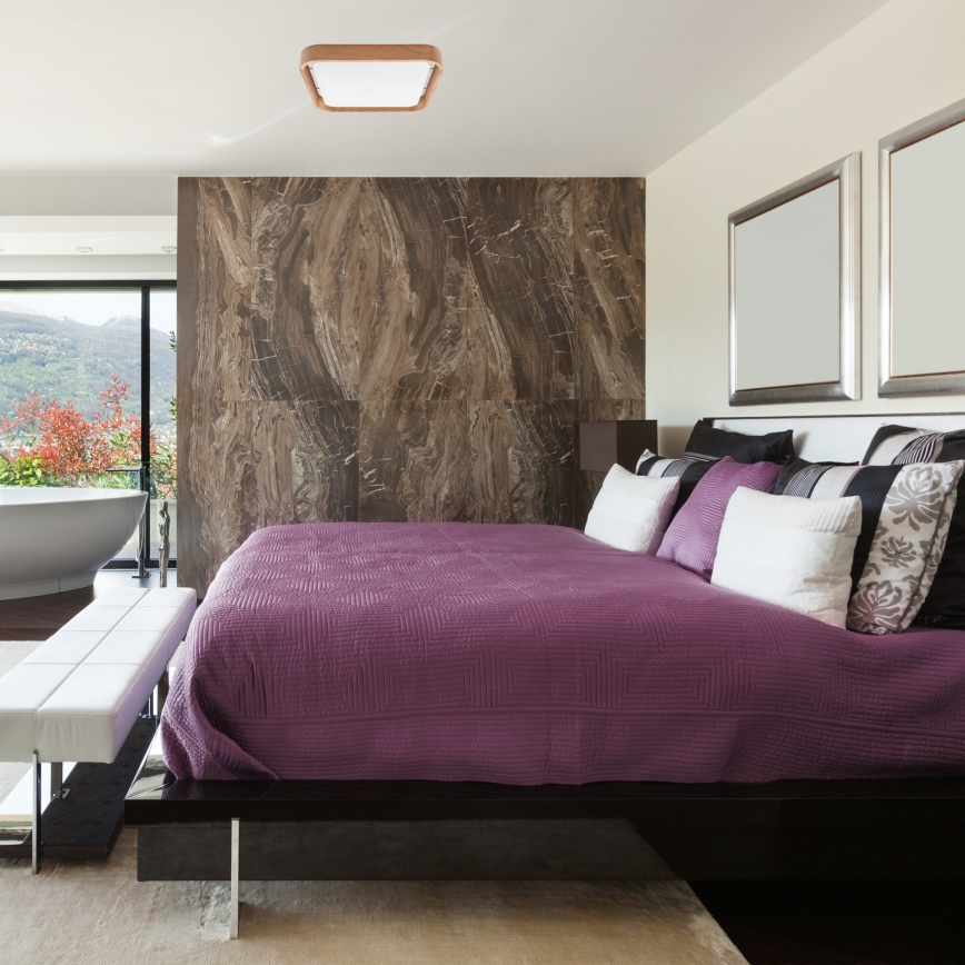 Brilagi - Plafonnier MANAROLA CUBIC LED/24W/230V 3000-6500K chêne + Télécommande