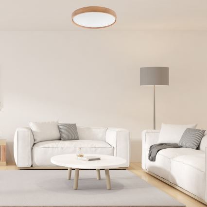 Brilagi - Plafonnier à intensité variable MANAROLA SMART LED/36W/230V 2700-6500K chêne d. 51 cm Wi-Fi + Télécommande Tuya