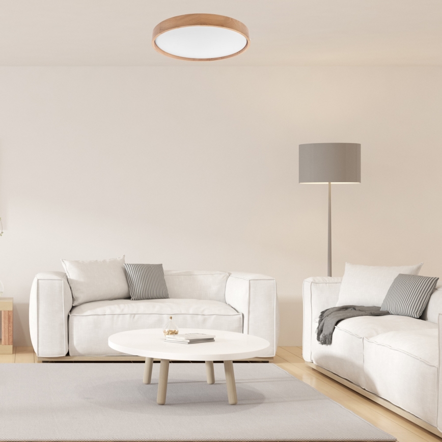 Brilagi - Plafonnier à intensité variable MANAROLA SMART LED/36W/230V 2700-6500K chêne d. 51 cm Wi-Fi + Télécommande Tuya
