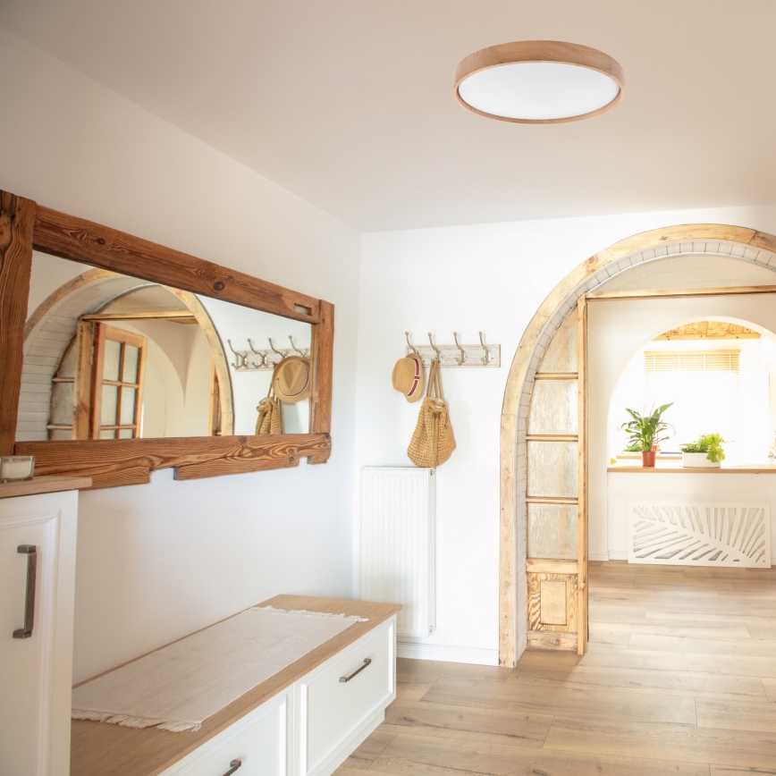 Brilagi - Plafonnier à intensité variable MANAROLA SMART LED/36W/230V 2700-6500K chêne d. 51 cm Wi-Fi + Télécommande Tuya