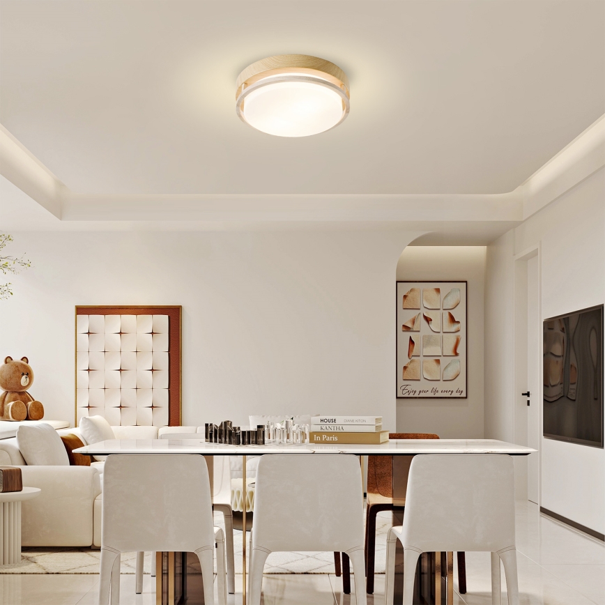 Brilagi - Plafonnier ORINO 2xE27/40W/230V diam. 27 cm décor bois/chêne