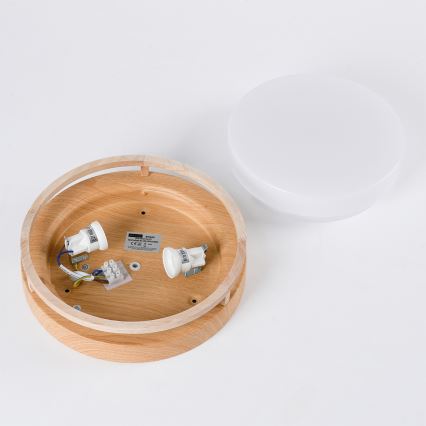 Brilagi - Plafonnier ORINO 2xE27/40W/230V diam. 27 cm décor bois/chêne
