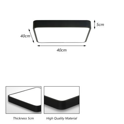 Brilagi - Plafonnier POOL LED/36W/230V 3000/4500/6000K 40x40 cm noir