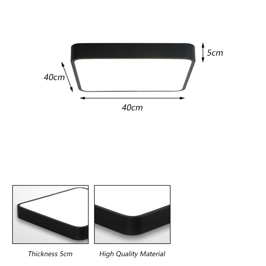Brilagi - Plafonnier POOL LED/36W/230V 3000/4500/6000K 40x40 cm noir