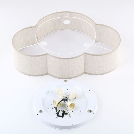 Brilagi - Plafonnier pour enfants NIMBUS LINEN 4xE27/15W/230V 46x63 cm beige