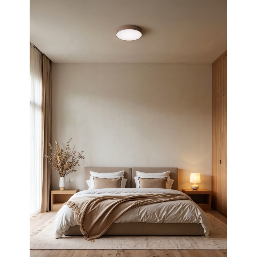 Brilagi - Plafonnier de salle de bains CLARE avec détecteur de mouvement et détecteur crépusculaire 1xE27/24W/230V Ø 20 cm marron IP54