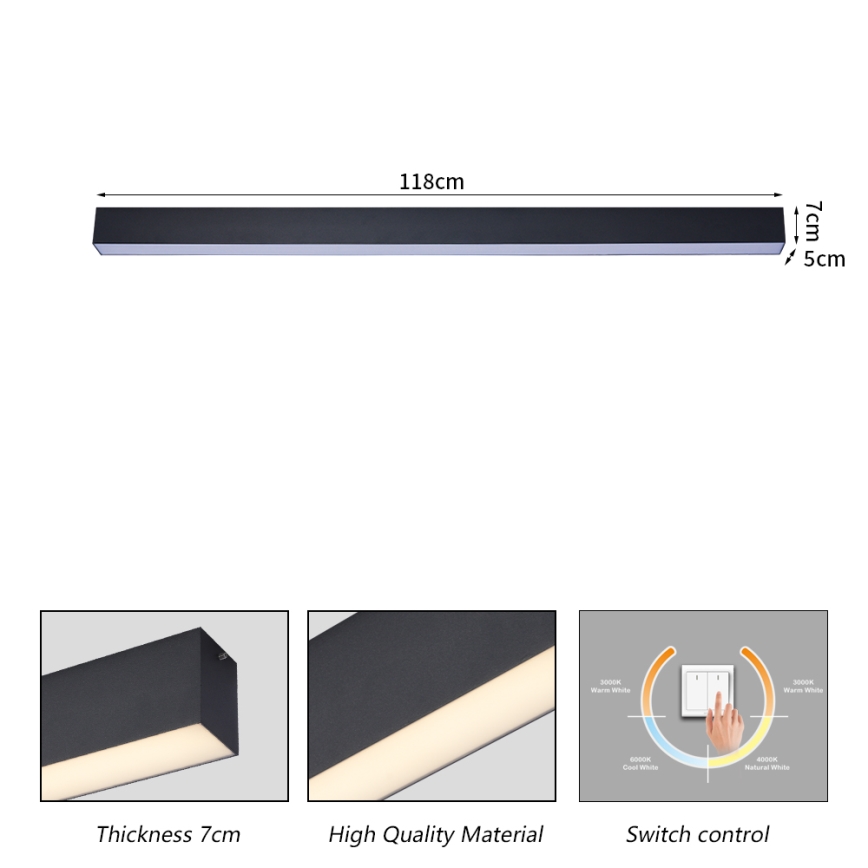 Brilagi - Plafonnier LED pour salle de bains SLEEKLINE LED/40W/230V 3000/4500/6000K noir IP44