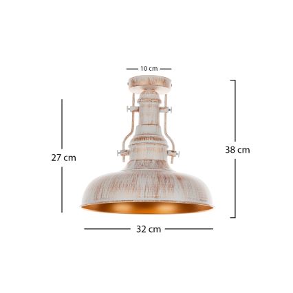 Brilagi - Plafonnier PYRONIC 1xE27/40W/230V Ø 32 cm crème/patine