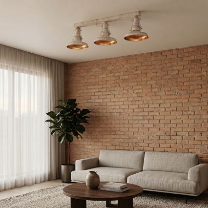 Brilagi - Plafonnier PYRONIC 3xE27/40W/230V crème/patine