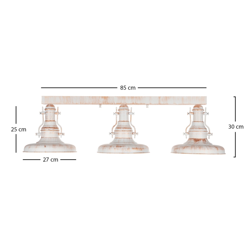 Brilagi - Plafonnier PYRONIC 3xE27/40W/230V crème/patine