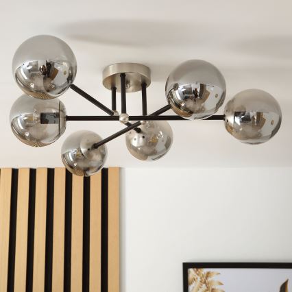Brilagi - Plafonnier semi-encastré MALIVA 6xE14/15W/230V chrome mat/fumé