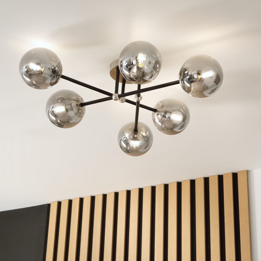 Brilagi - Plafonnier semi-encastré MALIVA 6xE14/15W/230V chrome mat/fumé