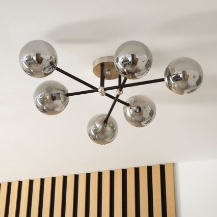 Brilagi - Plafonnier semi-encastré MALIVA 6xE14/15W/230V chrome mat/fumé