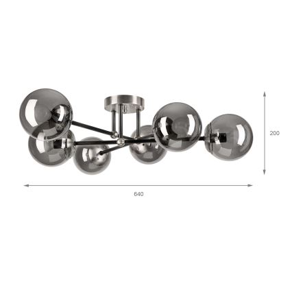 Brilagi - Plafonnier semi-encastré MALIVA 6xE14/15W/230V chrome mat/fumé