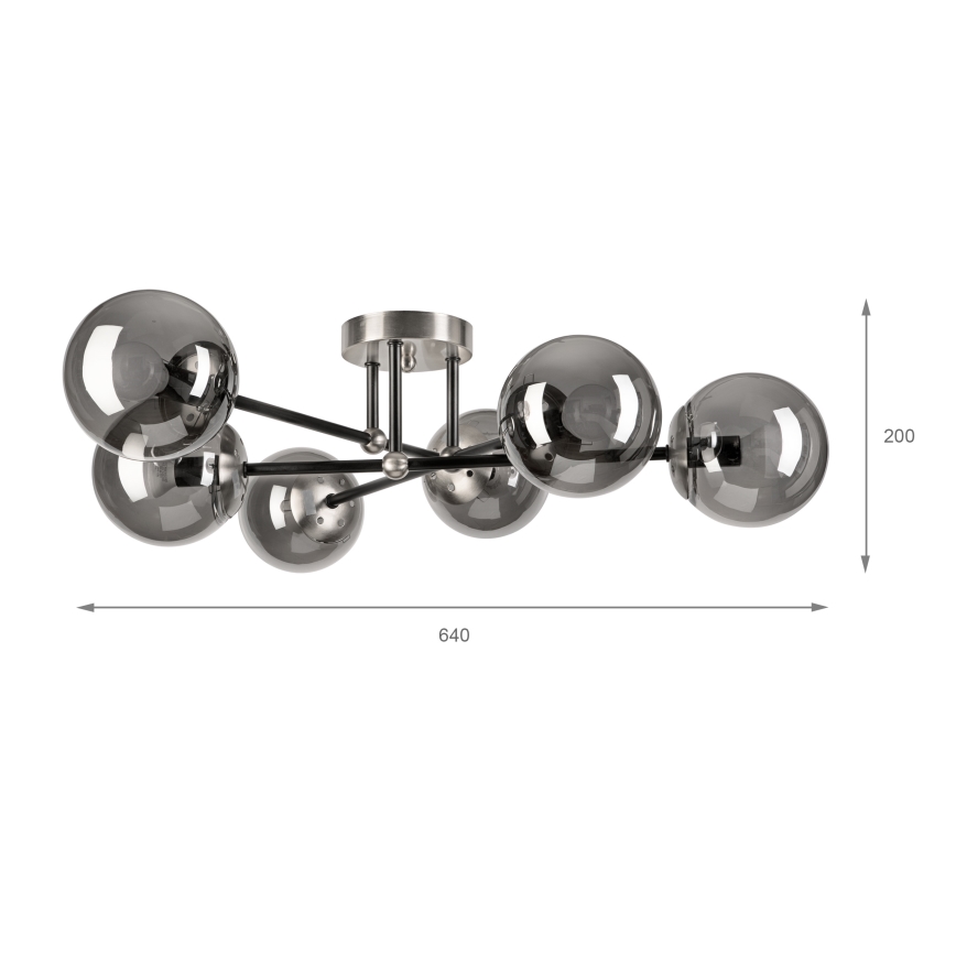 Brilagi - Plafonnier semi-encastré MALIVA 6xE14/15W/230V chrome mat/fumé
