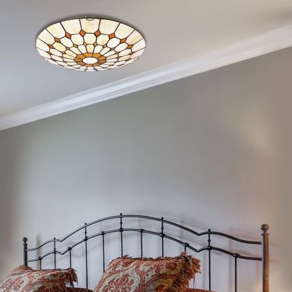 Brilagi - Plafonnier Tiffany en vitrail DORAN 2xE27/60W/230V