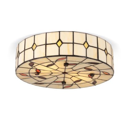 Brilagi - Plafonnier Tiffany en vitrail FOLIA 3xE27/60W/230V Ø 40 cm