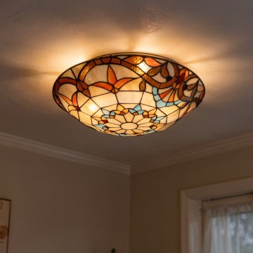 Brilagi - Plafonnier Tiffany en vitrail MIRABELLA 2xE27/60W/230V Ø 40 cm
