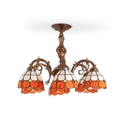 Brilagi - Plafonnier Tiffany en vitrail SIENNA 6xE27/60W/230V Ø 60 cm