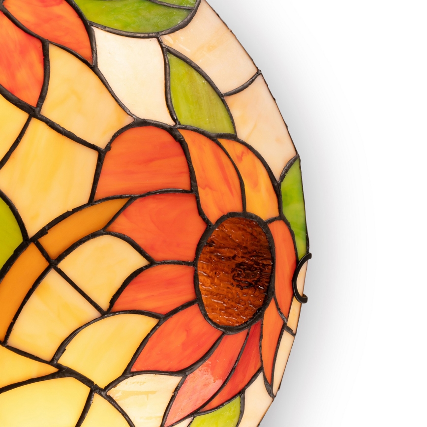 Brilagi - Plafonnier Tiffany en vitrail SUNFLOWER, 2xE27/60W/230V, Ø 40 cm