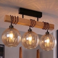 BRILAGI - Plafonnier WOOD GLASS 3xE27/60W/230V pin/noir/brun fumé