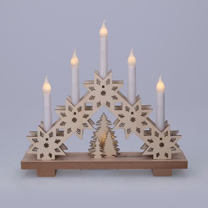 BRILAGI - portacandele natalizio a LED 5xLED/2xAA beige