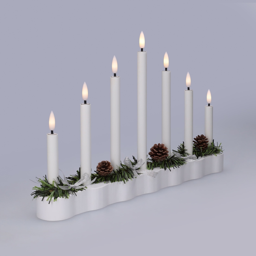 BRILAGI - portacandele natalizio a LED 7xLED/2xAA bianco
