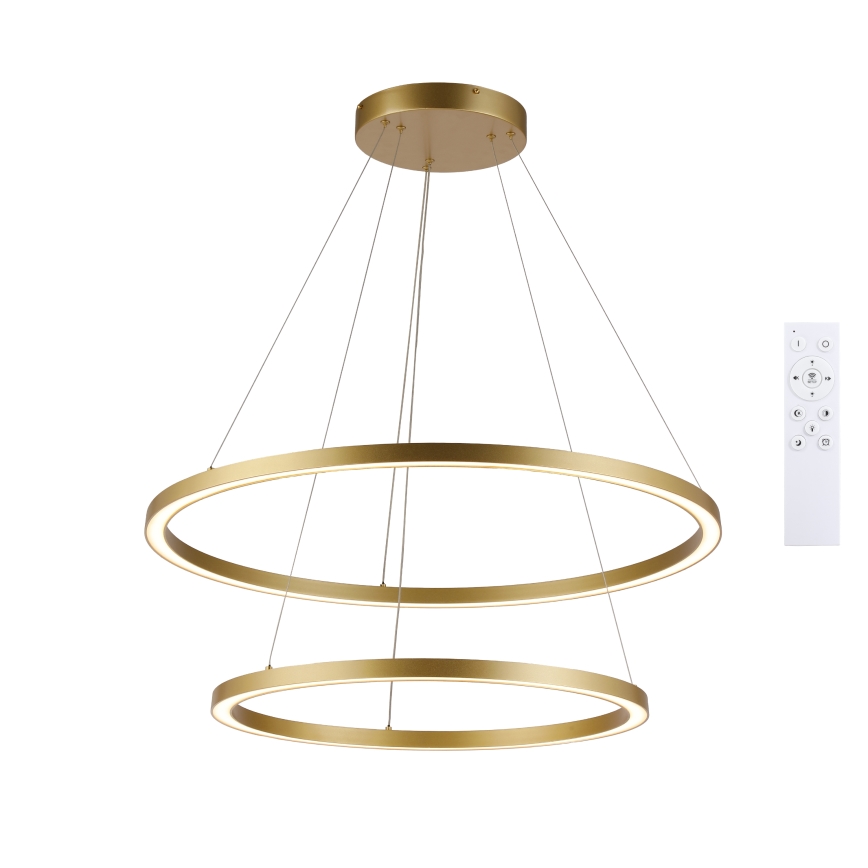 Brilagi - PORTOFINO dimmbare LED-Pendelleuchte mit Seilaufhängung LED/98W/230V 3000-6000K Ø 80 cm gold + Fernbedienung