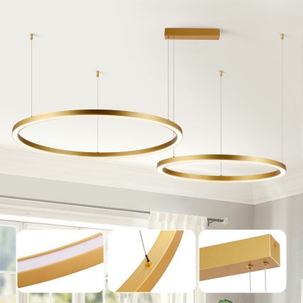 Brilagi - LED-dimmbare Pendelleuchte an Kabel PORTOFINO LED/98W/230V 3000-6000K goldfarben + Fernbedienung