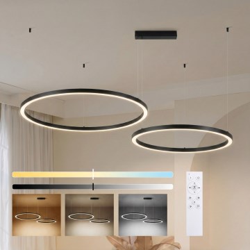 Brilagi - PORTOFINO LED-dimmbare Hängeleuchte an Seil LED/98W/230V 3000–6000K schwarz + Fernbedienung
