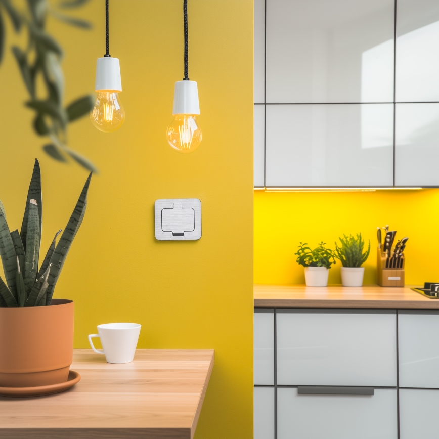 Brilagi - Presa a pavimento da incasso per esterni IP55 cromato opaco rettangolare