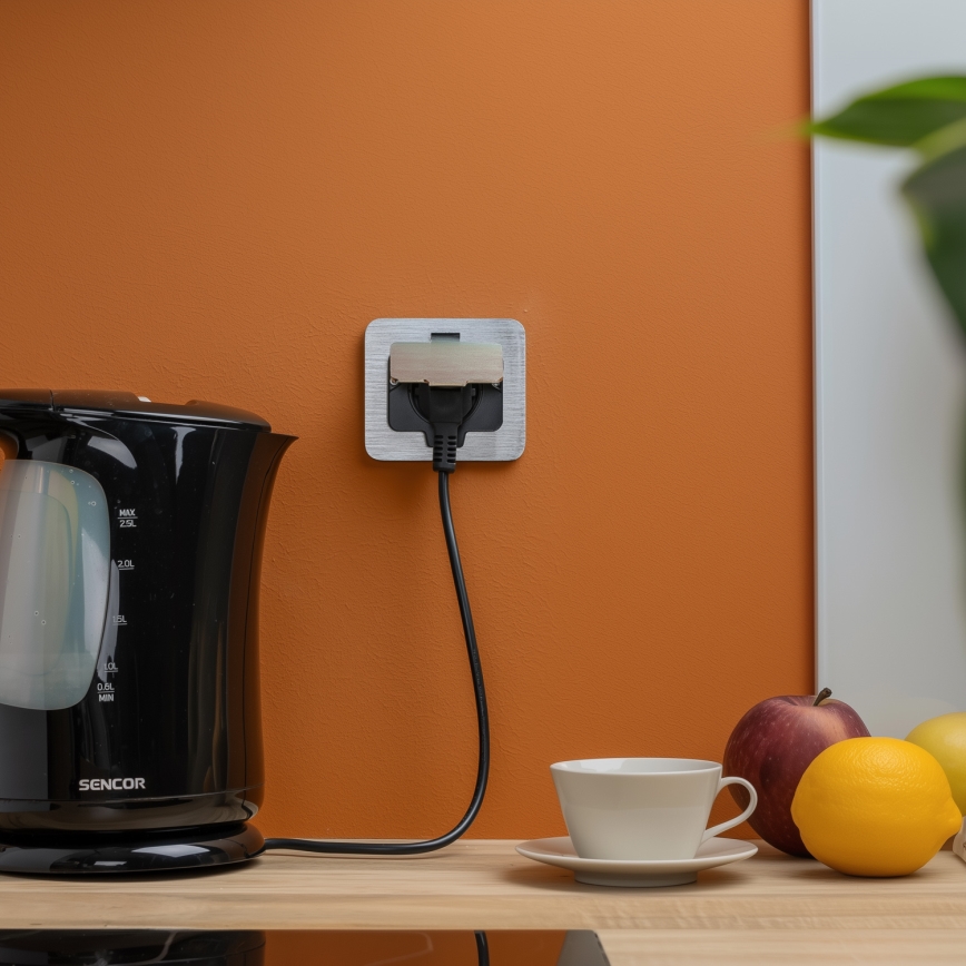 Brilagi - Presa a pavimento da incasso per esterni IP55 cromato opaco rettangolare