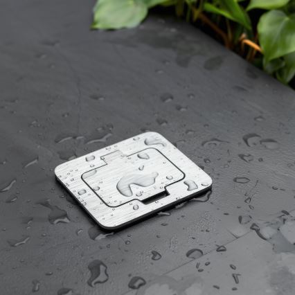 Brilagi - Prise de sol encastrable d'extérieur IP55 chrome mat rectangulaire