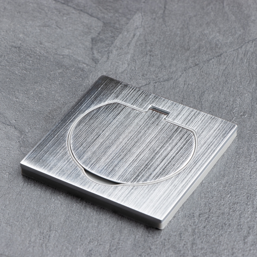 Brilagi - Prise de sol encastrable extérieure IP55 chrome mat carrée