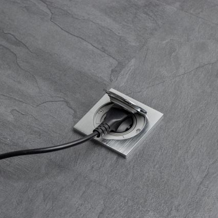 Brilagi - Prise de sol encastrable extérieure IP55 chrome mat carrée