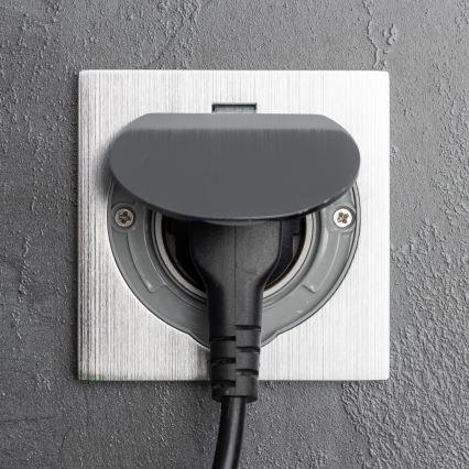 Brilagi - Prise de sol encastrable extérieure IP55 chrome mat carrée