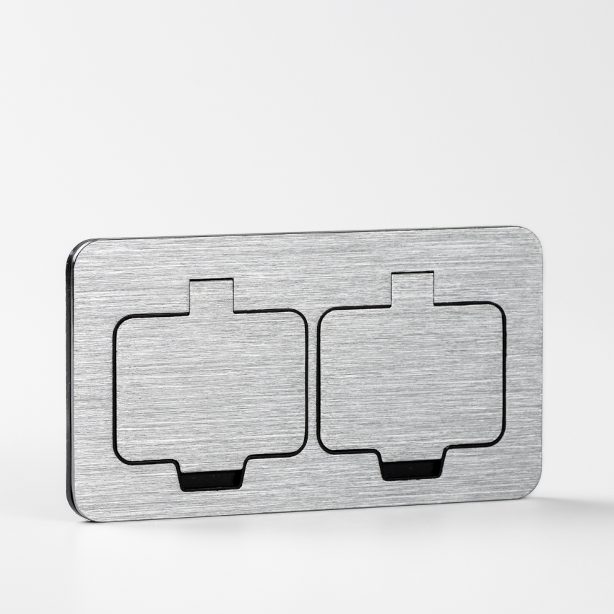 Brilagi - Prise double extérieure encastrée dans le sol IP55 chrome mat rectangulaire
