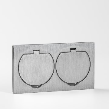Brilagi - Prise double plancher encastrable extérieure IP55 argent rectangulaire