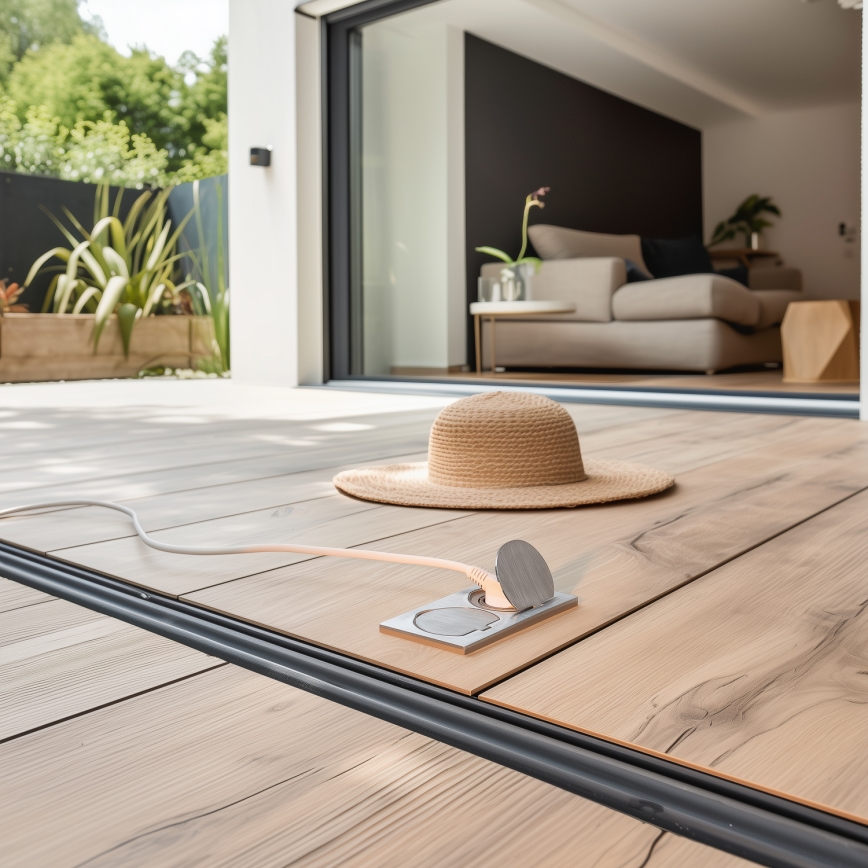 Brilagi - Prise double plancher encastrable extérieure IP55 argent rectangulaire
