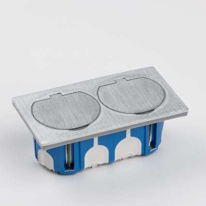 Brilagi - Prise double plancher encastrable extérieure IP55 argent rectangulaire