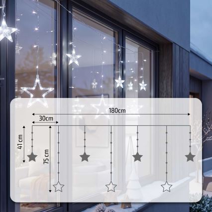 BRILAGI - Rideau de Noël extérieur 77xLED/3xAA/USB 1,8m IP44 blanc froid
