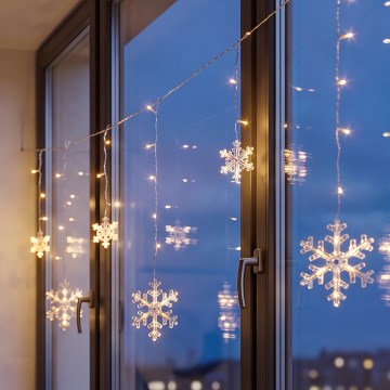 BRILAGI - rideau LED de Noël 77xLED/3xAA/USB 3,8m flocons blanc chaud