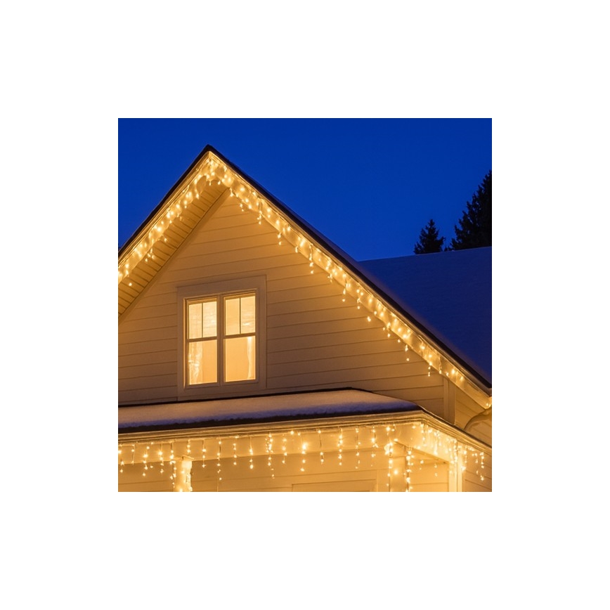 Brilagi - Rideau lumineux de Noël LED pour extérieur 360xLED/8 fonctions 14m IP44 blanc chaud effet glaçons