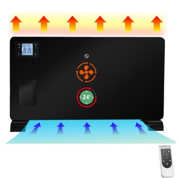 Brilagi - Riscaldatore elettrico a convettore 1000/1300/2300W LCD/timer/TURBO/termostato nero + telecomando