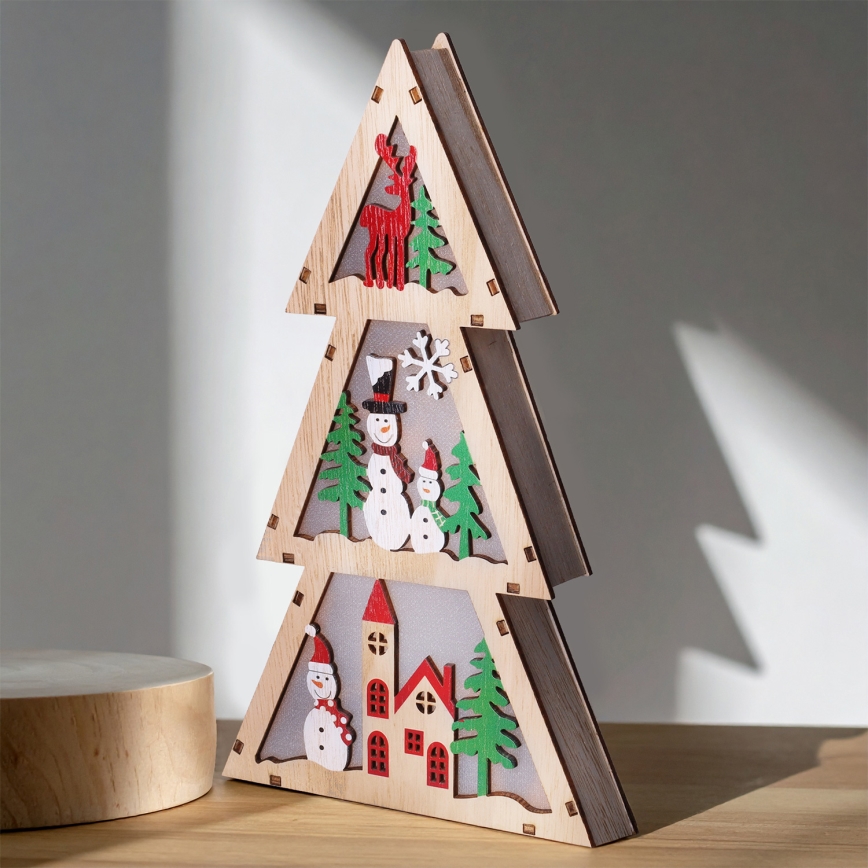 Brilagi - Sapin décoratif de Noël à LED, fonctionnant avec 2 piles AA