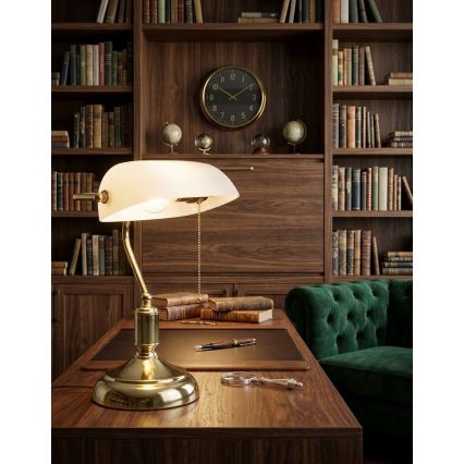 BRILAGI - Schreibtischlampe BANK OFFICE 1xE27/60W/230V gold/weiß