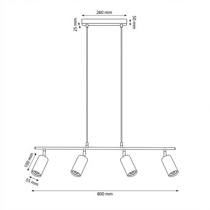 Brilagi - Seilpendelleuchte SELE 4xGU10/30W/230V beige